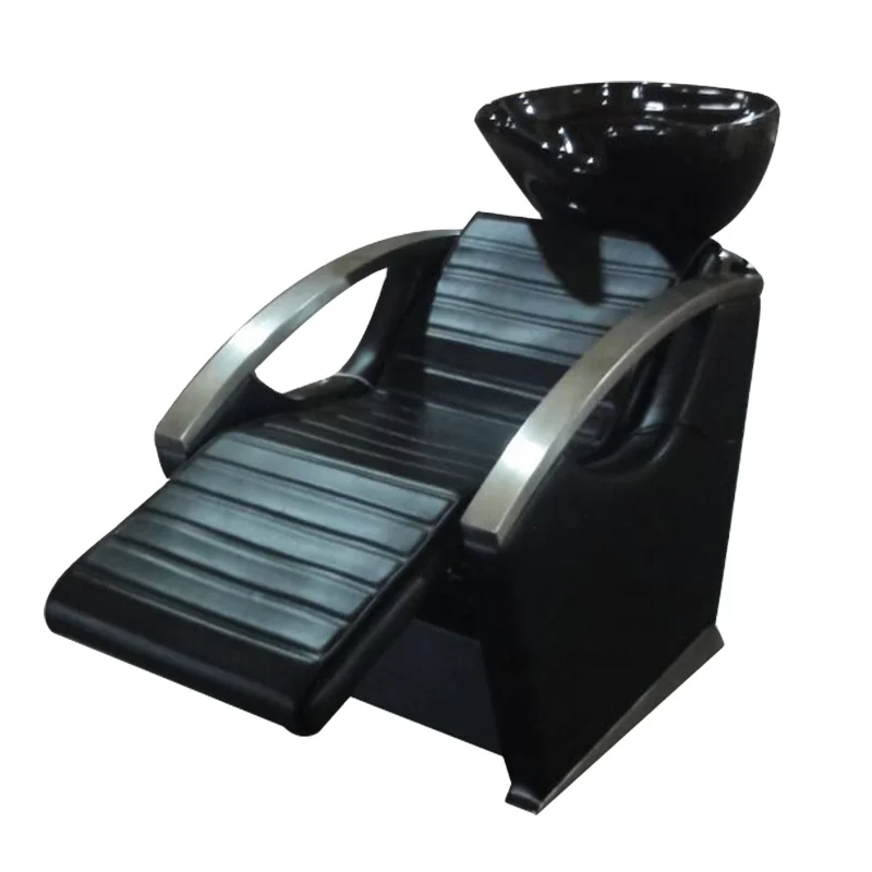 Hot sale modern beauty hair salon washing bed reclining pu leather shampoo chair with ceramic bowl