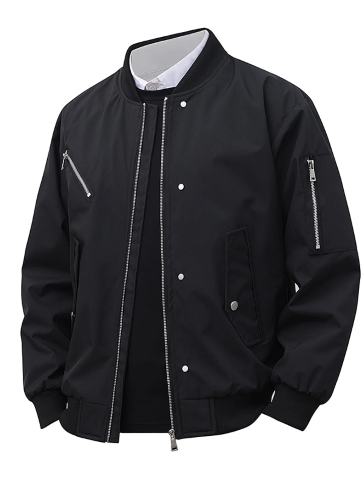 

plus Size Men's Baseball Jaet Spring Autumn New Sle Casual Flight Suit Fat American Loose Fit Polyester Nylon Cosite...