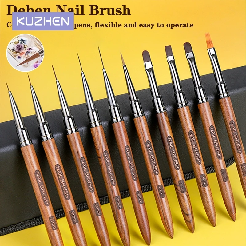 Nail Liner Brush Wooden Handle Reusable Anti-Slip French Lines Flower Painting Brush DIY Fine Details Manicure Tools