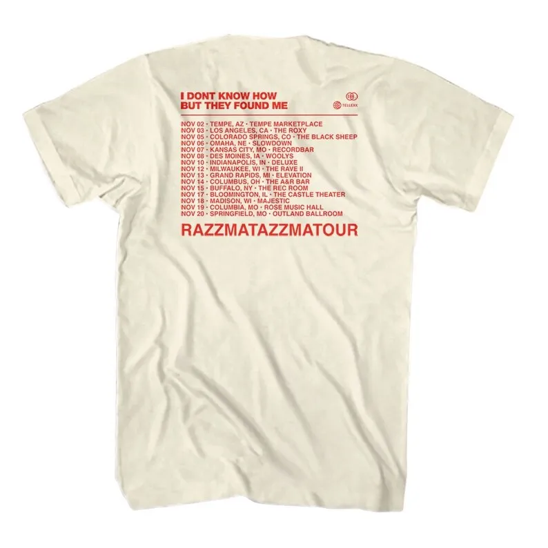 IDKHow Men's T Shirt Razzmatazzma Tour Listings Indie Pop Band Tees