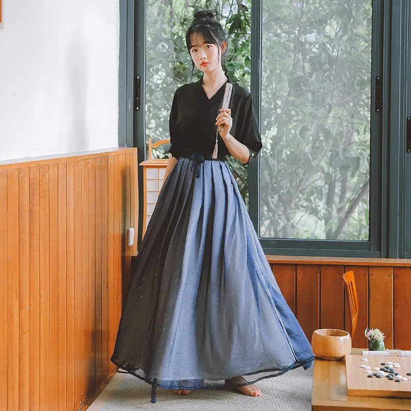 女性韓服コスプレ東洋古代女性トップとスカートツーピース漢中国服スーツカンフー衣装女性ドレス