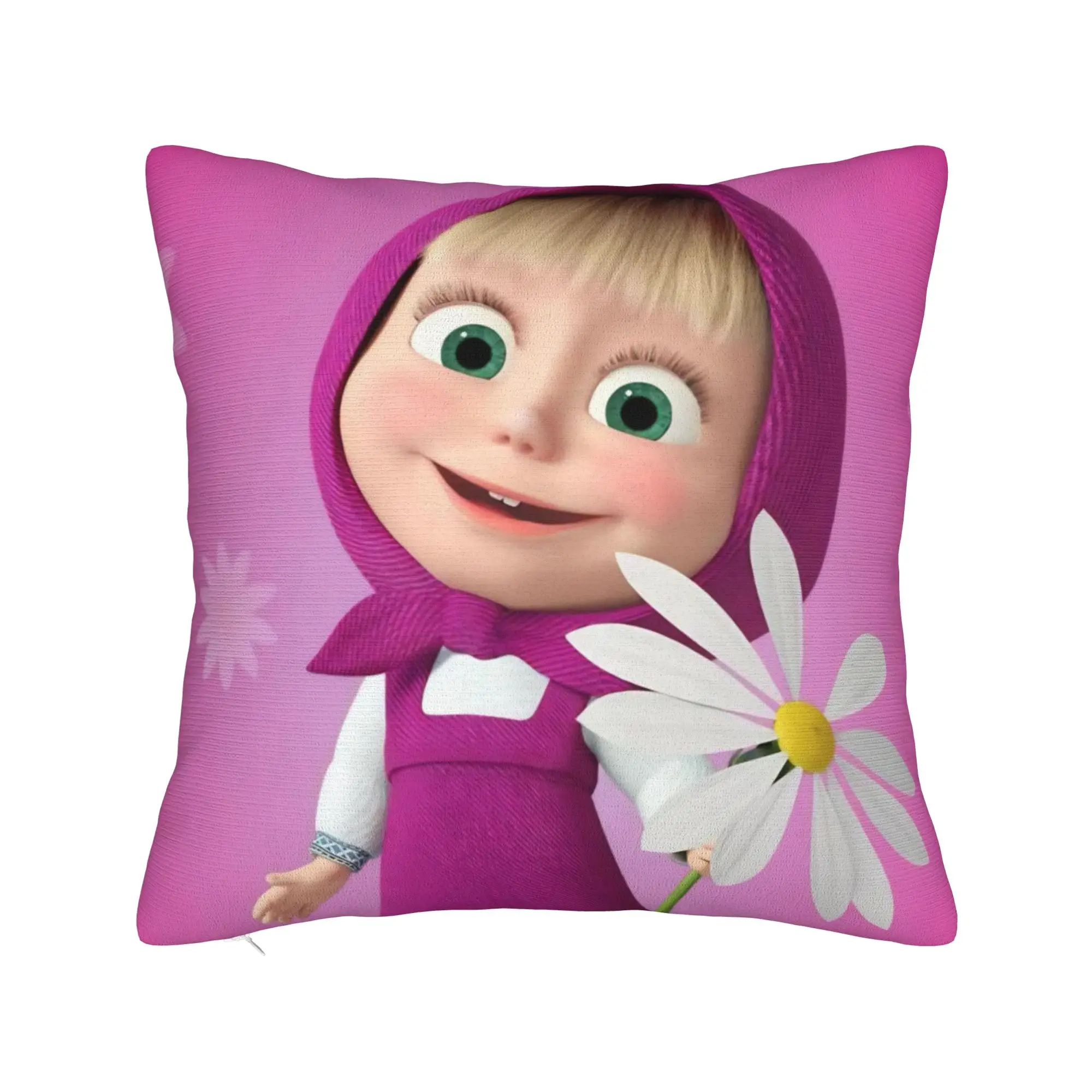 Cute Cartoon M-Masha and Bear Pillowcase Printing Polyester Cushion Cover Decor  Pillow Case Cover Home Square 40X40cm