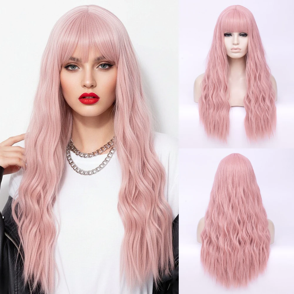 

Pastel Pink Short Shag Synthetic Wig With Thick Bang Heat Resistant for Women Cosplay Daily Party