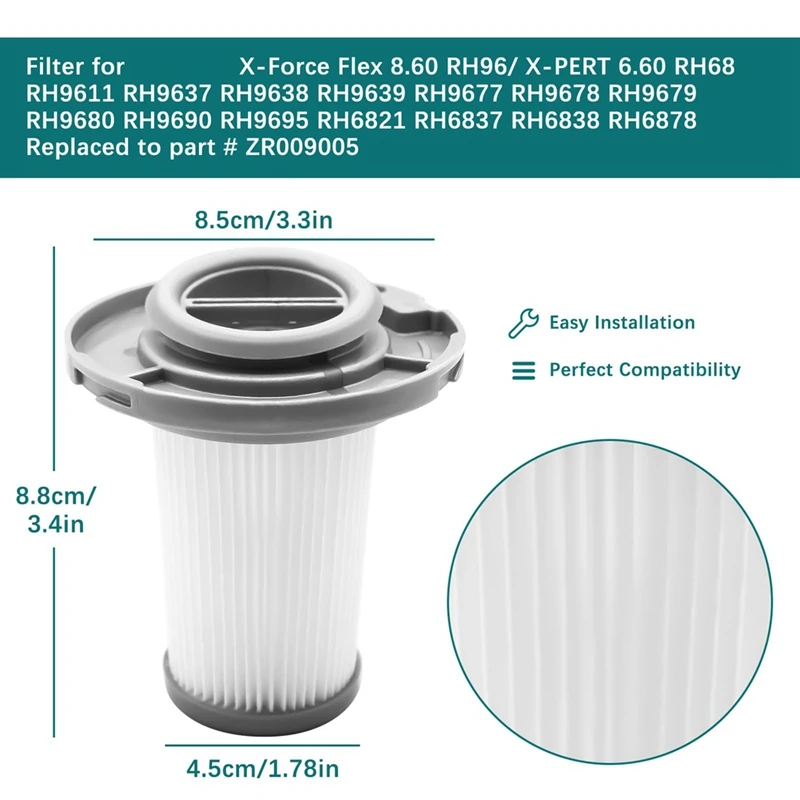 فلاتر بديلة لمكنسة كهربائية Rowenta ، فلتر بديل لـ x-force flex rh96 ، 3 عبوات