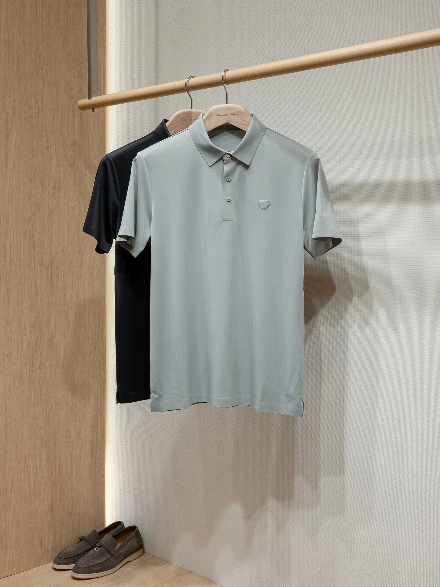 

Mulberry silk linen cotton cool fabric, old money short-sleeved lapel polo shirt