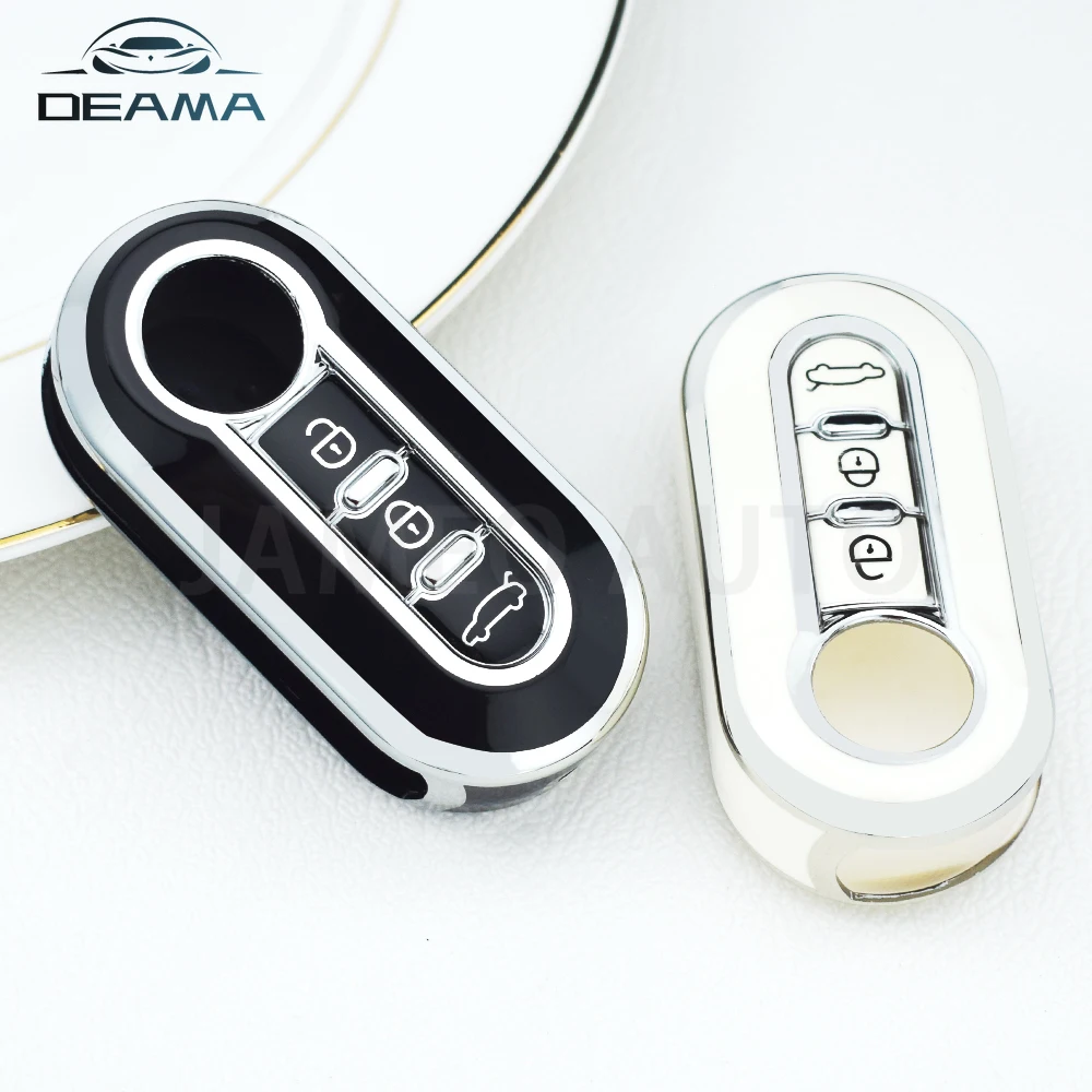 For Fiat 500 Panda Punto Bravo Stilo Ducato 3 Buttons TPU Remote Car Key Shell Case Cover Key Chain Accessories