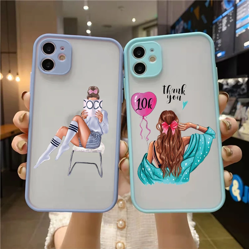 Fashion Beautiful Girl Case For iPhone 16 7 8 Plus SE2 14 15 13 12 11 16 Pro Max Phone Cover For iPhone X XR XS Shockproof Cover