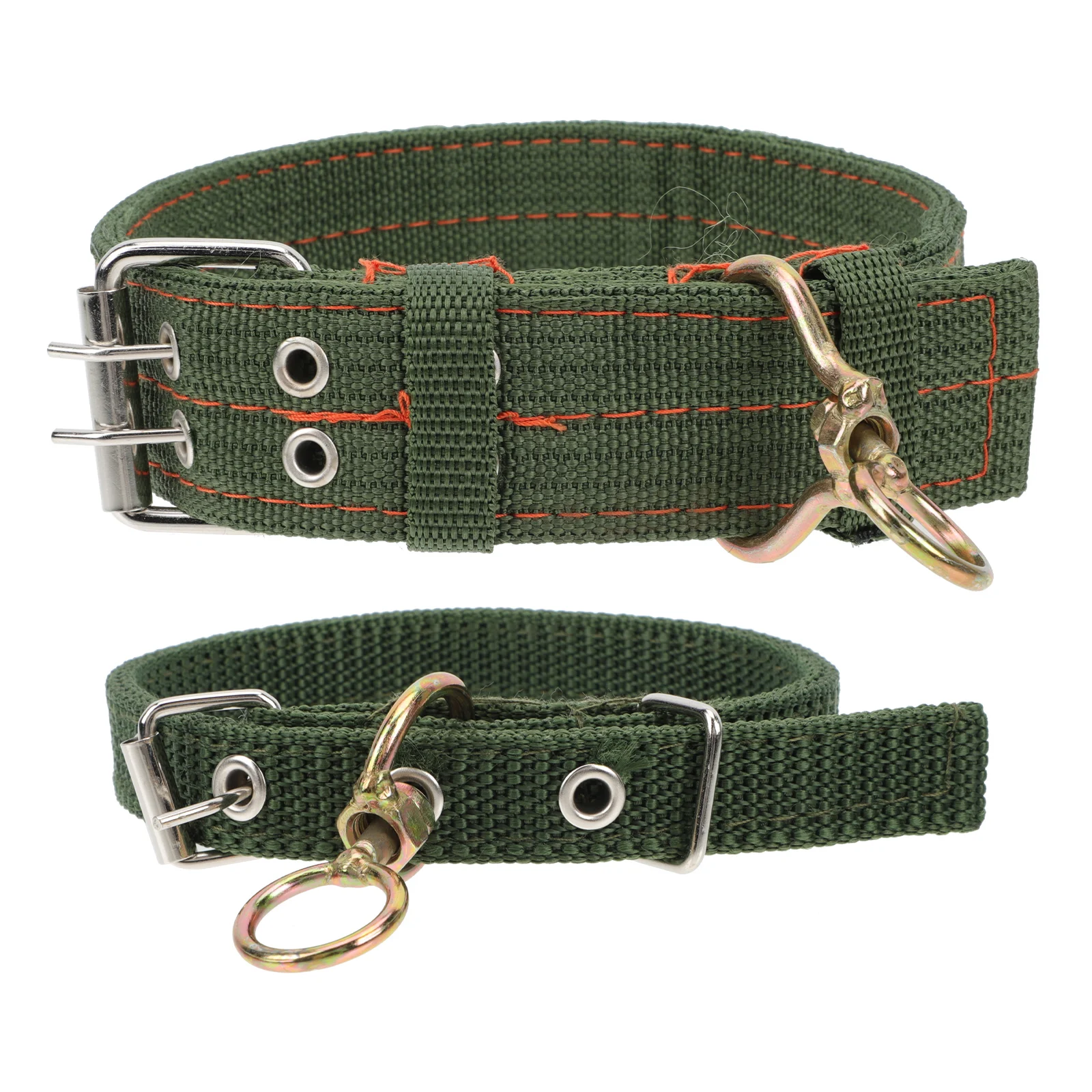 

2 Pcs Canvas Sheep Collars Adjustable Durable Livestock Goat Cow Pet Neckbands Outdoor Rotating Ring Green Color Safe Collars
