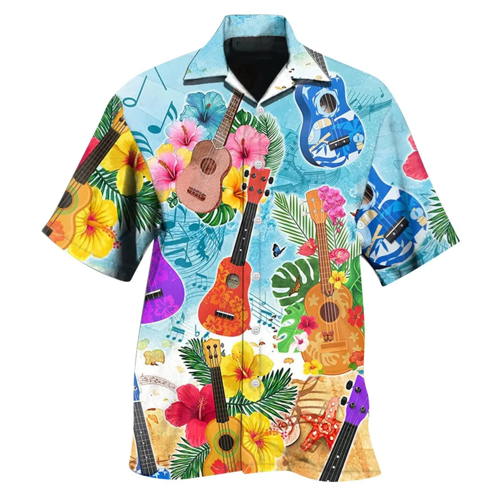 New Men's Plus Size 3D Digital Printed Hawaiian Shirt