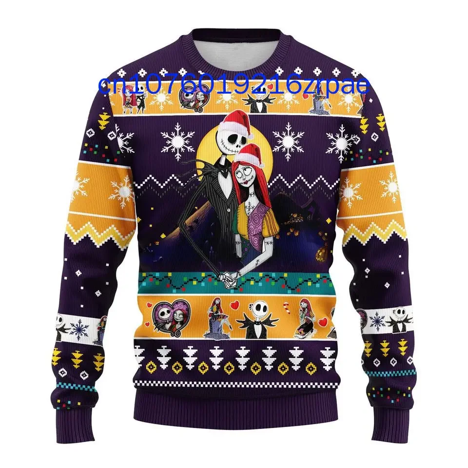 Disney-The Nightmare Before Christmas Pull décontracté pour homme et femme, Sweat-shirt de dessin animé, Nouveau, 2024