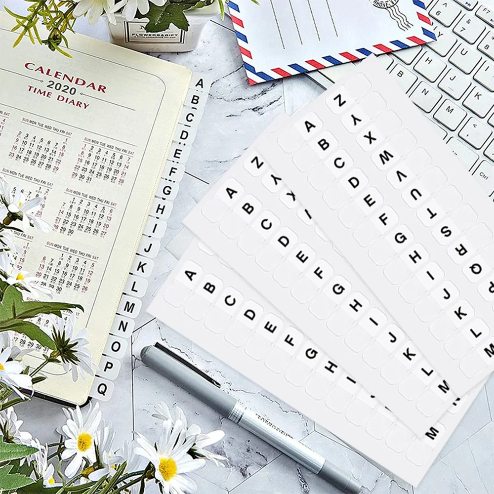 3 Sheet Morandi Alphabet Label Index Classification Stickers Self-adhesive Bookmark Stickers Stationery