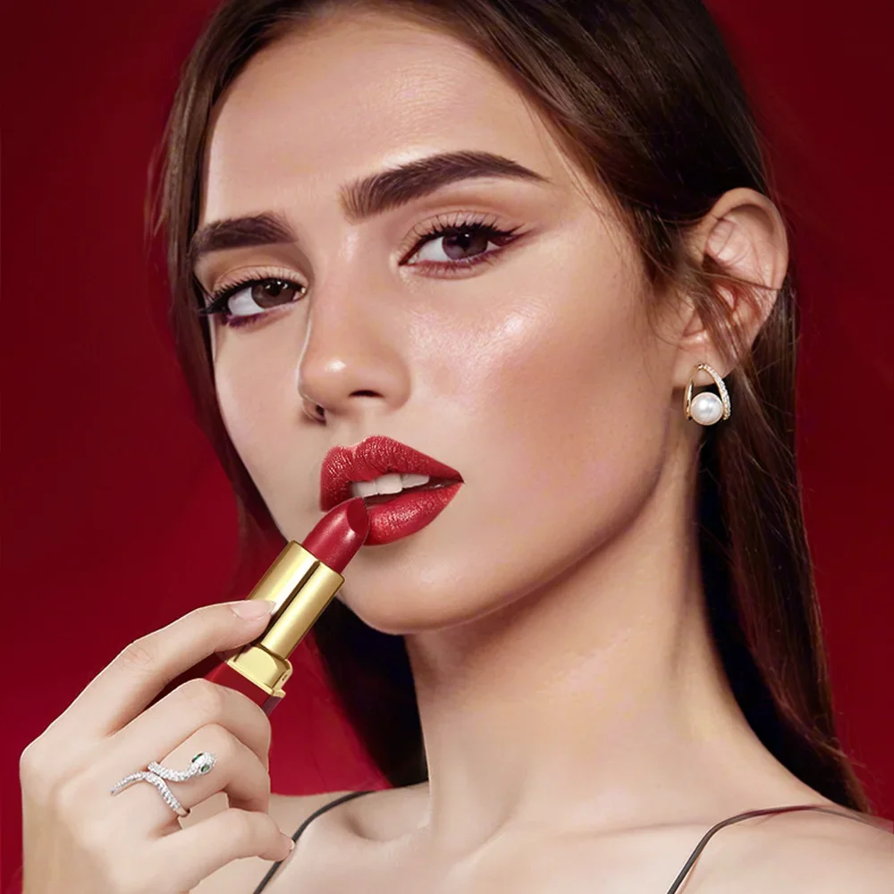 Rossetto a tubo con barra d'oro a 6 colori - Glitter perlescenti di diamanti per trucco labbra rosa a lunga durata non appiccicoso ad alta lucentezza