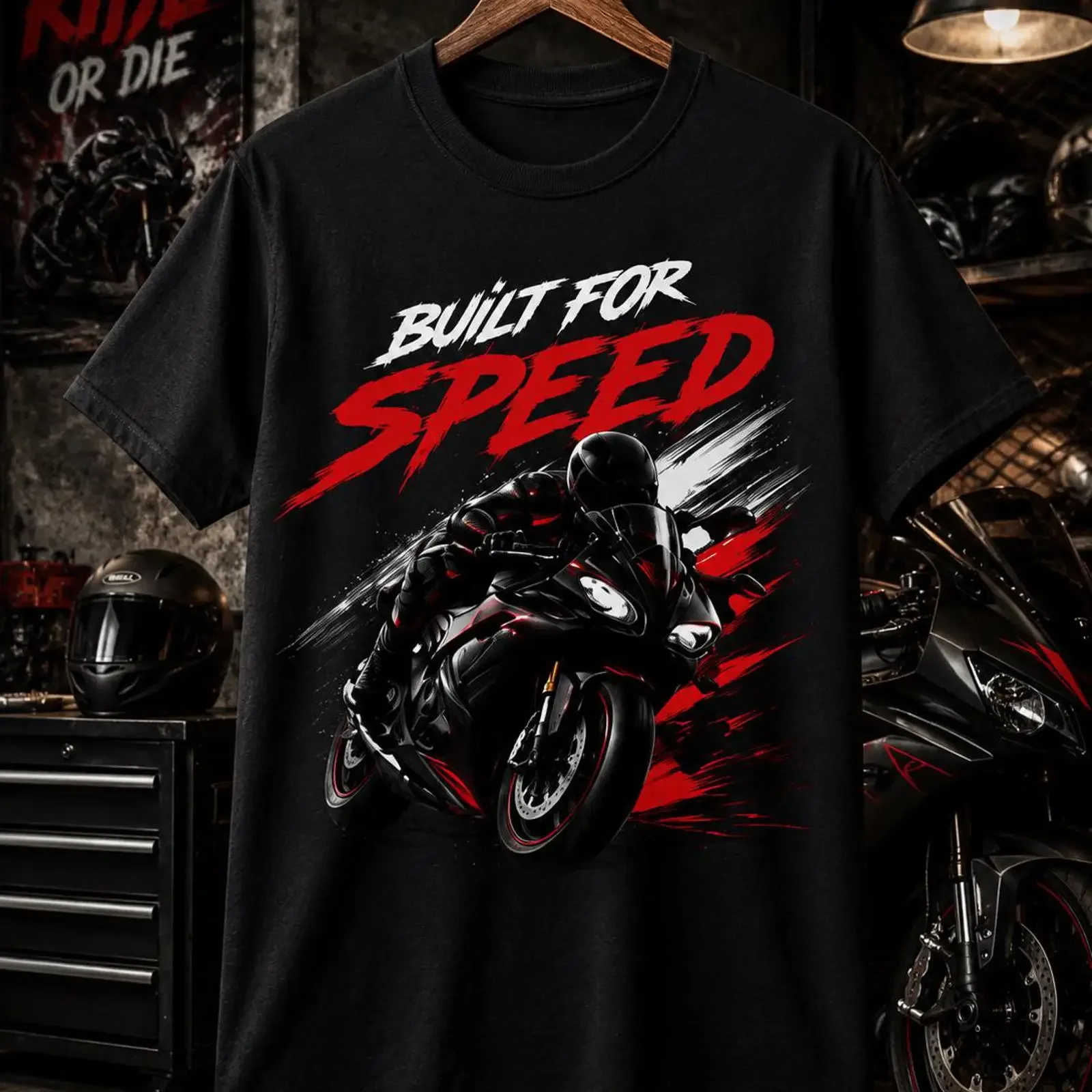 Sportbike Speed T Shirt Motorcycle Rider Apparel Black Cotton vintage Washed Stretched homme fashion Slightly Soft Stylish