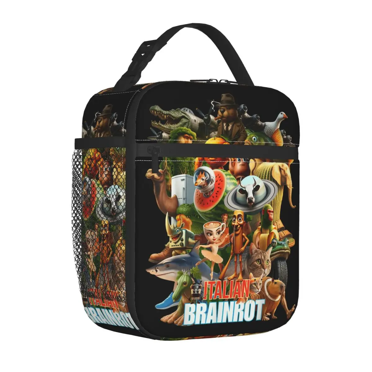 الإيطالية Brainrot الفيروسية ميمي الكولاج معزول حقيبة الغداء برودة الغداء الحاويات عالية السعة علب الاغذية حمل الغذاء حقائب اليد المدرسة