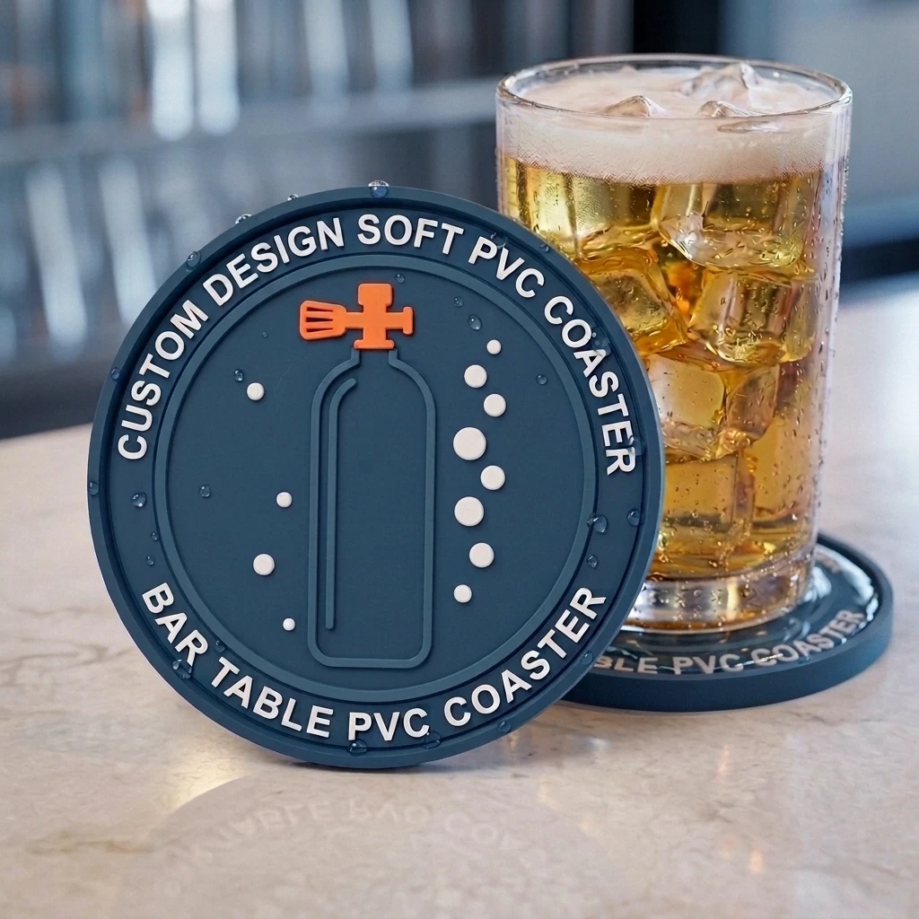 Rubber Drink Cup Coaster Custom Logo Any Shape Soft PVC Table Protection Mats Personalized for Home Bar