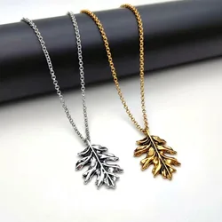 antique Silver antique Gold Oak Necklace, oak leaf Necklace oak le Jewellery, retro Leaf Necklace, oak leaf Charm Birthday Gift