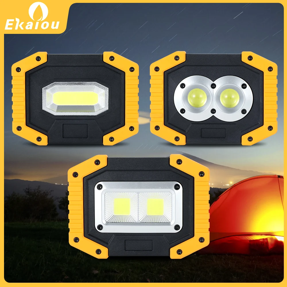 Luz LED COB de trabajo recargable, iluminación portátil impermeable para exteriores, Camping, senderismo, reparación de automóviles y sitio de trabajo, 30W