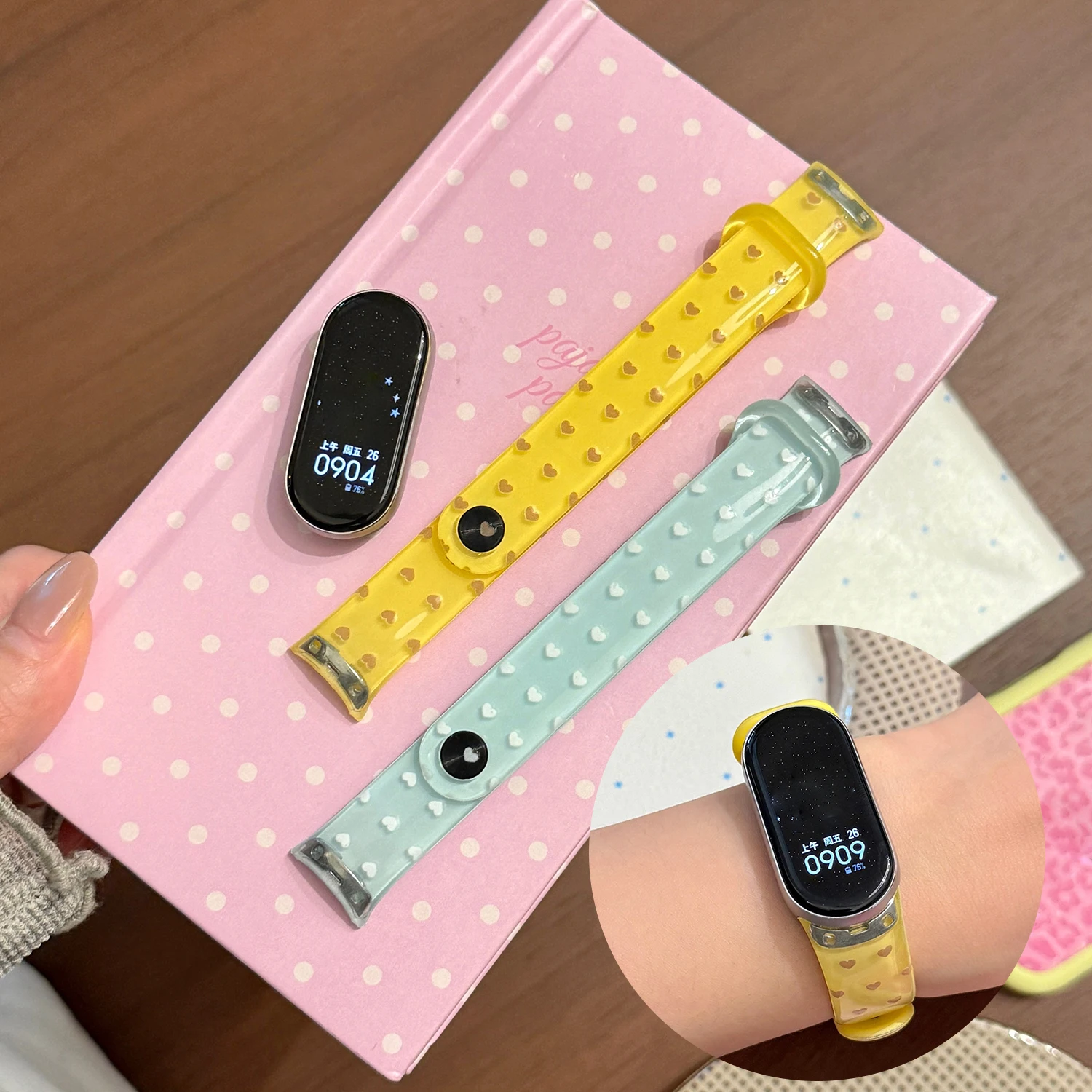 Love Wave Jelly Colored Strap for Xiaomi Wristband 8 9 10 TPU material girl Wristband