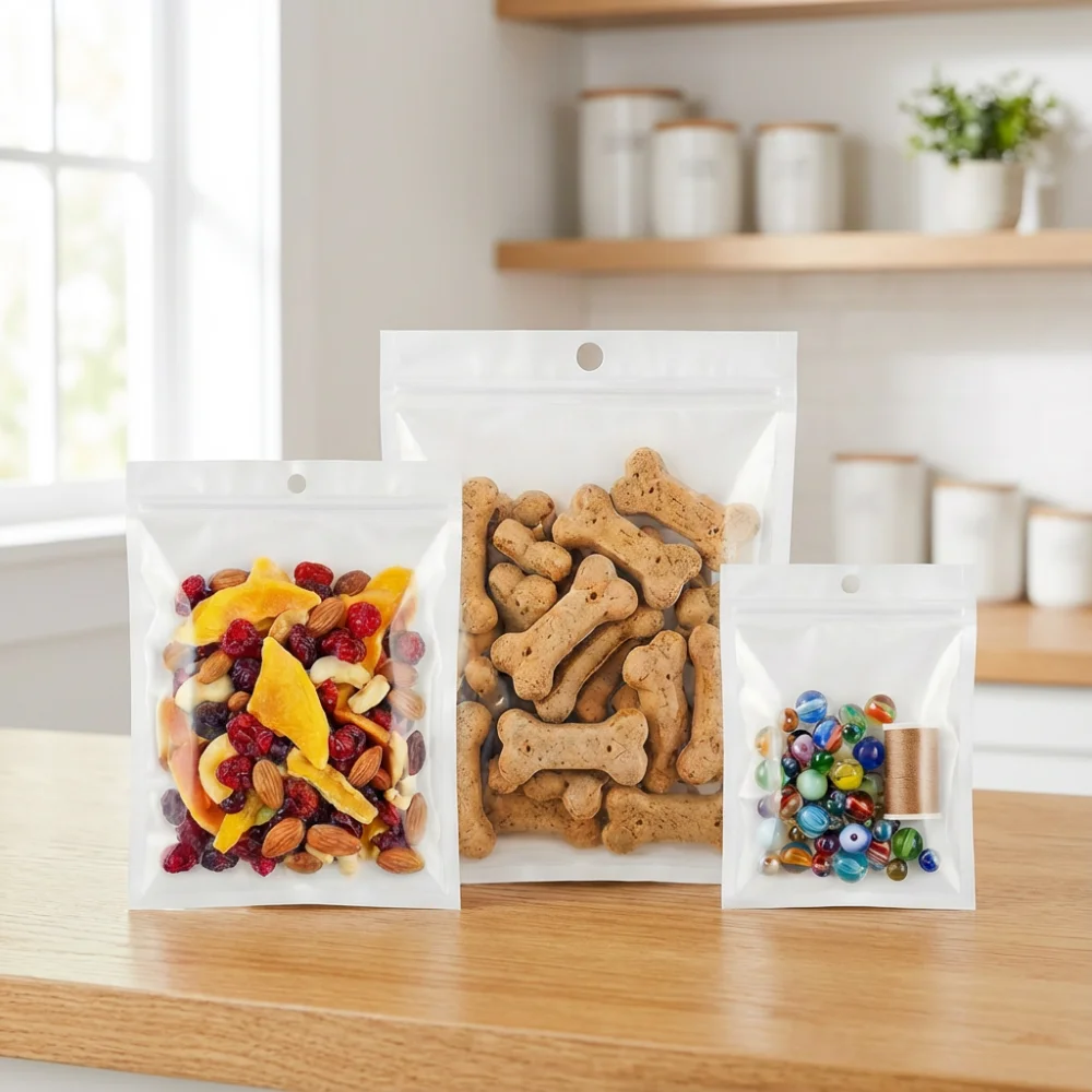 100 Stück durchsichtige, verdickte PE-Selbstversiegelungsbeutel, wiederverschließbare Zip-Lock-Plastikbeutel für Snacks / Kleidung / Reisen / Buchverpackungen – Detail 39