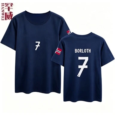 2026 Norway Football Sport Number 7 Graphic T-shirt Double Sided Print Short Sleeve Summer Cotton Tee Unisex Streetwear Tops