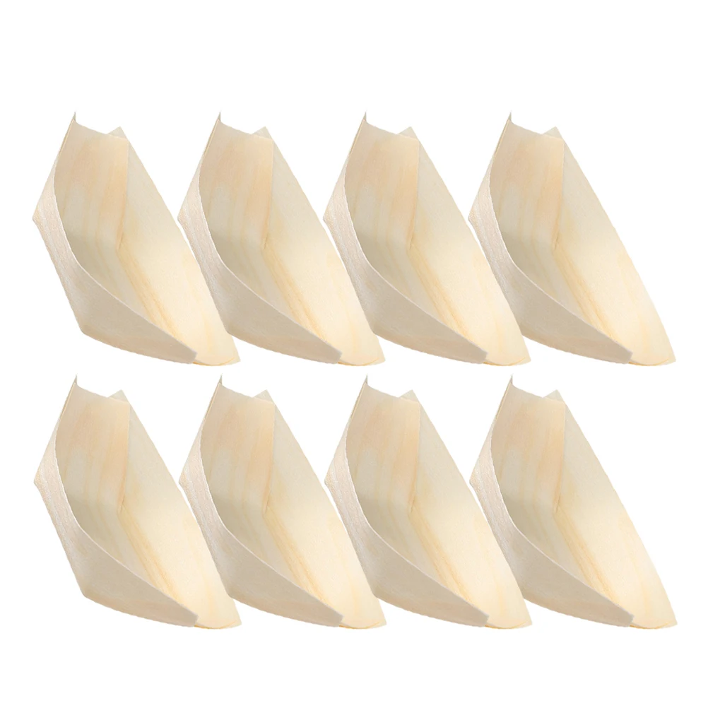 

50 Pcs Boat Shaped Sushi Plates Wooden Tray 6 Inch Food Container Serving Dishes Dessert Snack Party Catering Wooden Sushi Boat