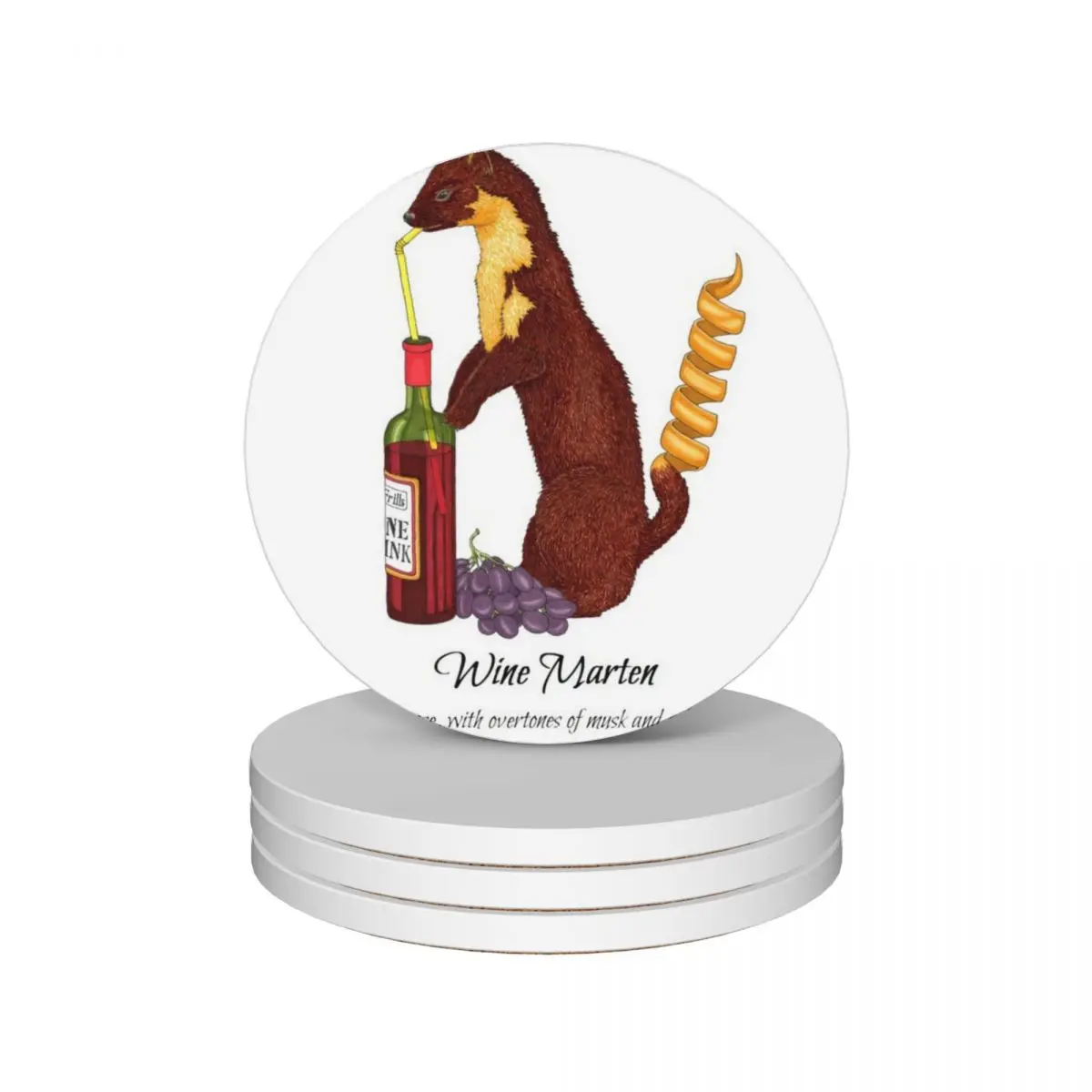 

Wine Marten Ceramic Coasters (Set of 4) cute Tea cups Coasters