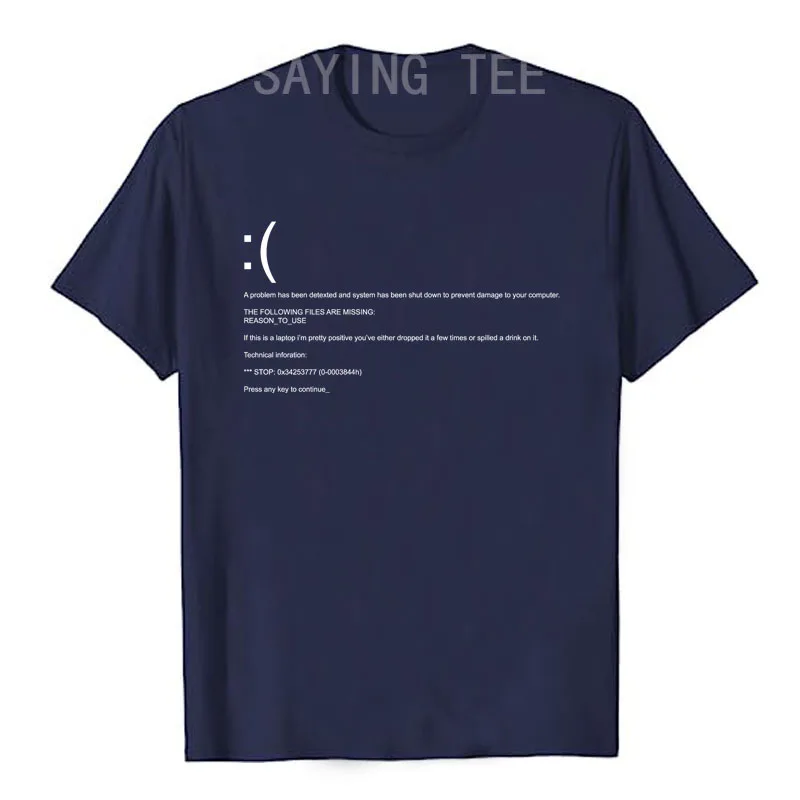 Lustiges Blue Screen of Death Geek Halloween Party Grafik-T-Shirt für Männer, Mode 404-Seiten-Druck, Programmierer Casual T-Shirt aus Baumwolle – Detail 22