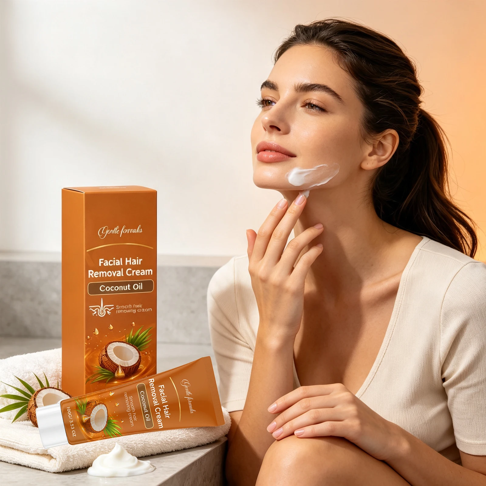 Facial Hair Removal Cream Suitable For Lip Cheek Deep Moisturize Painless Inhibit Hair Growth Soothing Skin Maintain Smoothness