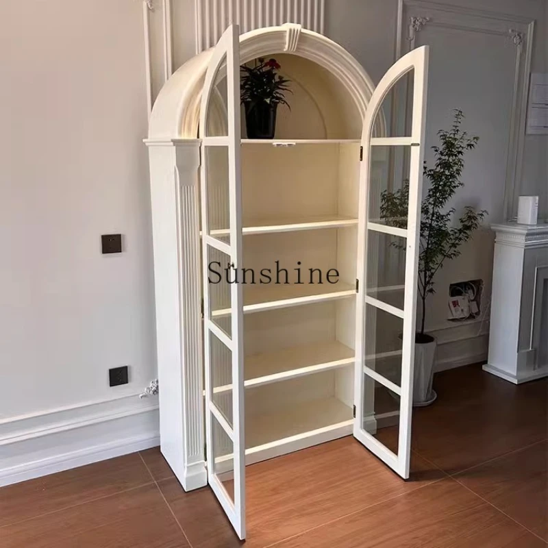

American solid wood retro arched light luxury children's floor bookshelf