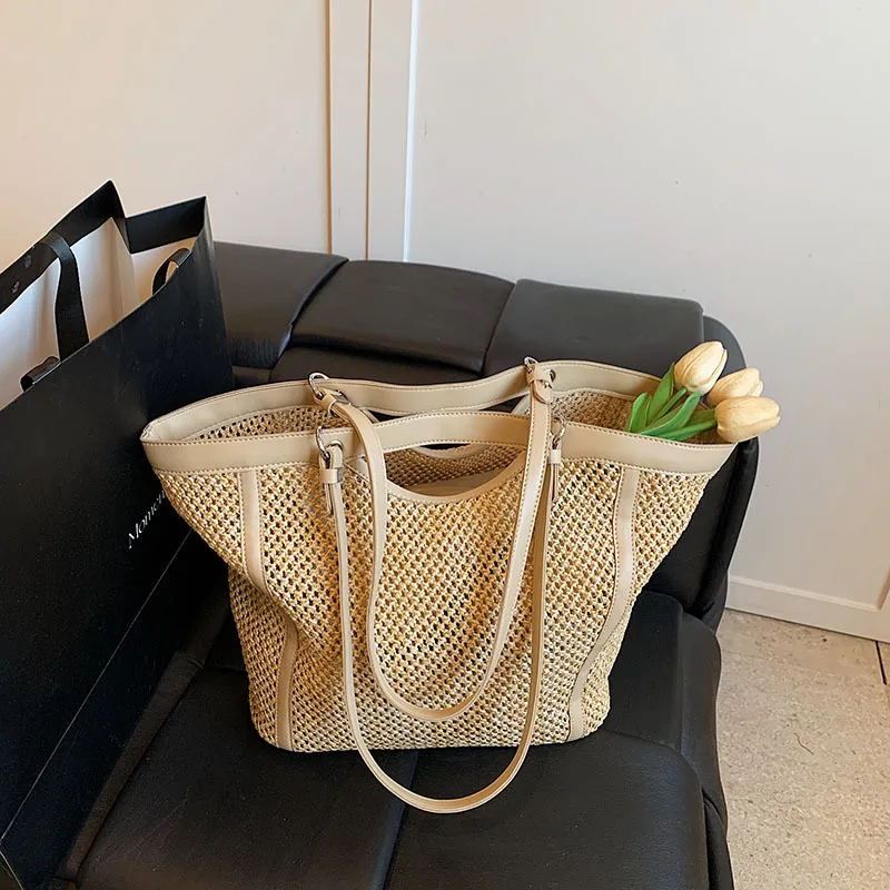 

Новые модные плетеные сумки через плечо для женщин: стильные и универсальные для повседневного использования, пляжная сумка, соломенная сумка-тоут для отпуска