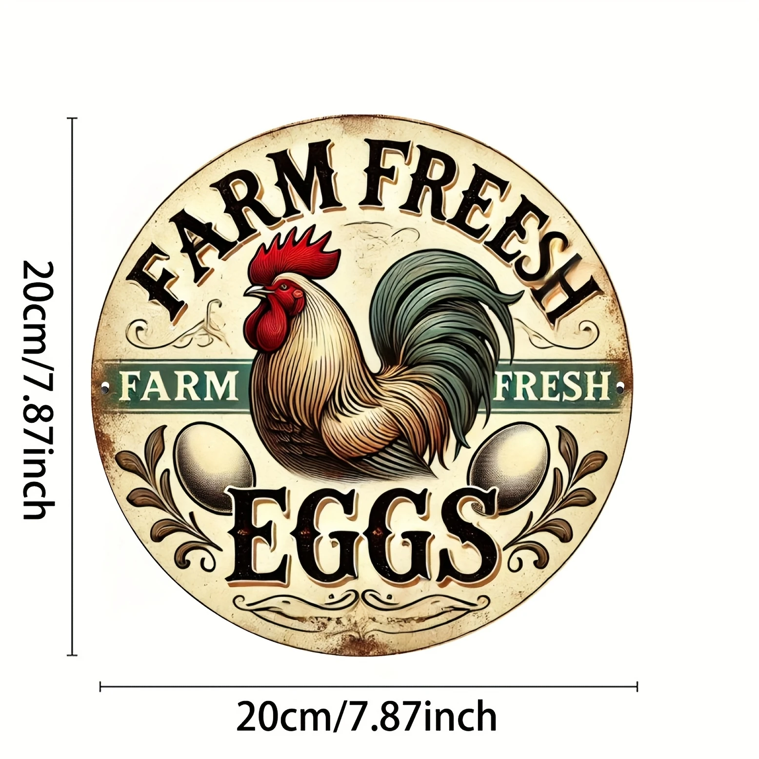 قطعة واحدة من علامة الدجاج الخشبية الدائرية العتيقة لتزيين حظيرة الدجاج في المطبخ، لوحة خشبية مطبوعة ملونة أحادية الجانب #5
