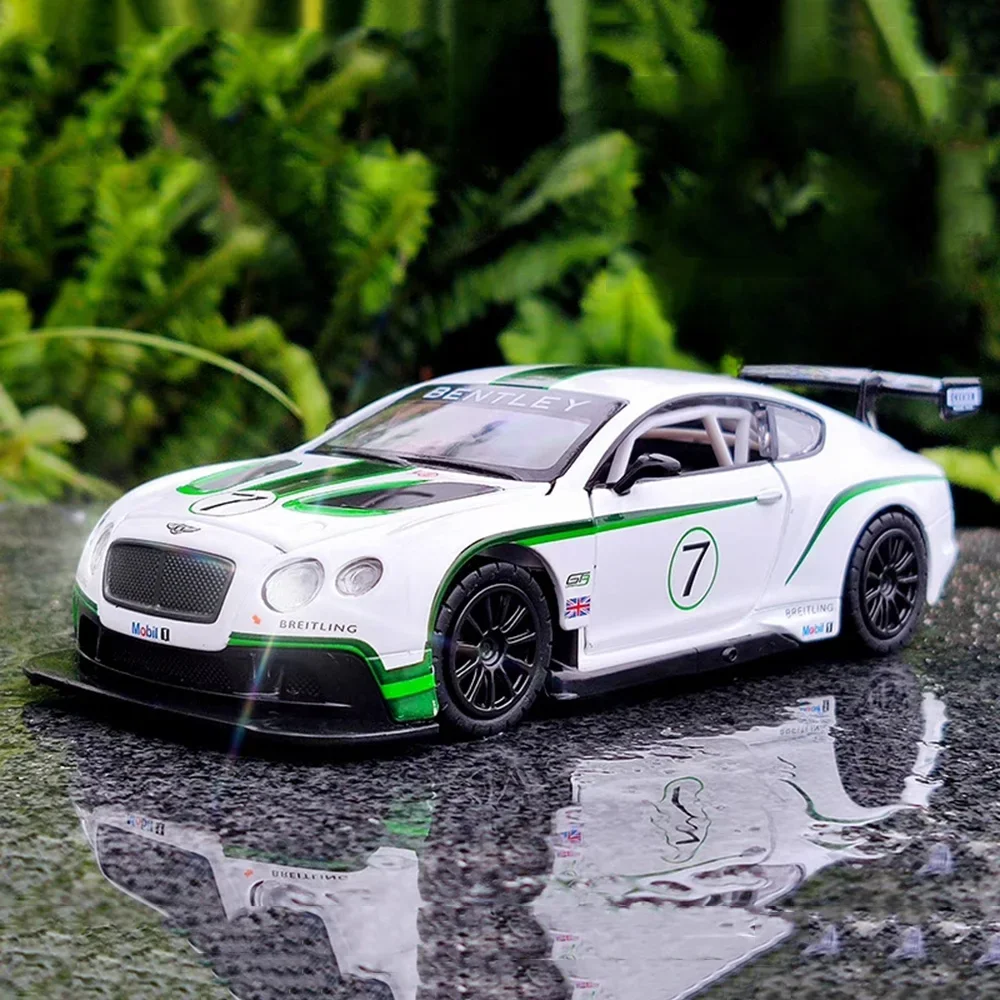 

Модель BENTLEY Continental GT3 в масштабе 1:24, игрушечный автомобиль, литый под давлением, металлический гоночный звук, фотообои, открывающиеся резиновые шины, подарок на день рождения