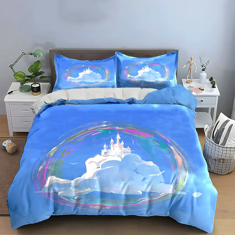 

Fantasy Castle Artwork Set Bedding Set with 1 Duvet Cover 2 Pillowcases Single Double King Queen, Gift