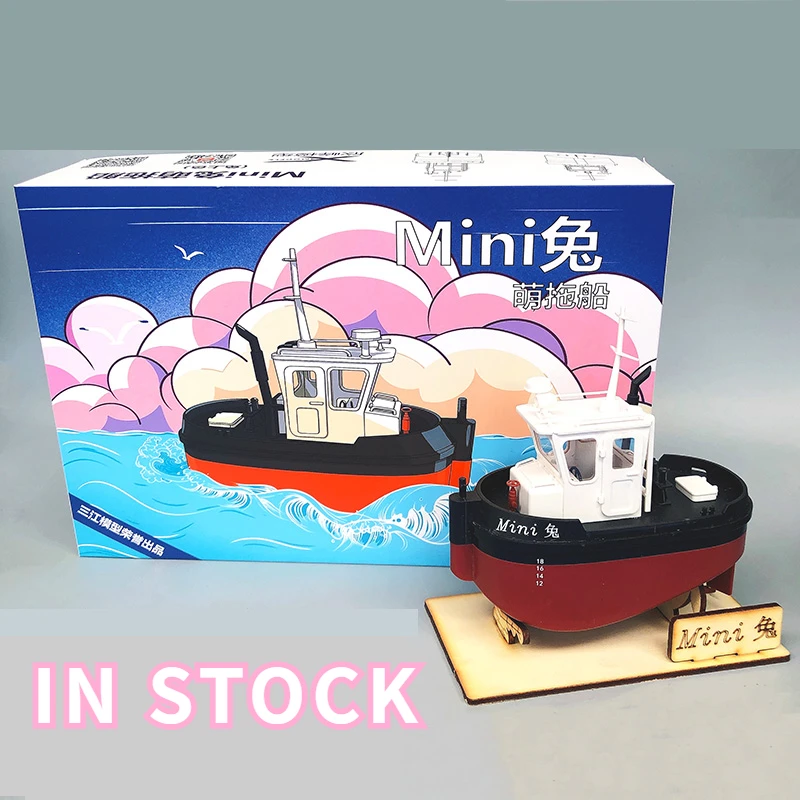 

RC Boat Q Version Mini Rabbit Tugboat Plastic Assembled Remote Control Electric Boat Model Cute Mooring Ship Model Toys