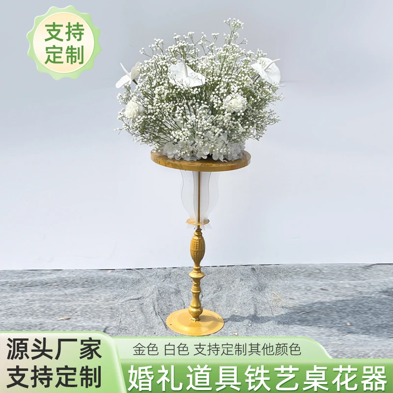 جديد الحديد المطاوع الزفاف الدعائم الجدول زهرة جهاز زخرفة قاعة الزفاف الجدول الديكور الطريق دليل الرف مخصص الشمعدان #4