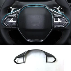 For Peugeot 3008 4008 5008 GT 2017 -2023 3008GT 5008GT ABS Carbon /Matte Car Steering Wheel Button Panel Trim Cover Accessories