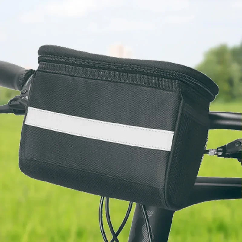 Road Bike Handlebar Bag 2L Dropbar Mobile Phone Storage Pouch w/ Transparent Touch Screen 3 Straps on Bicycle Frame Pannier images - 6