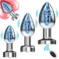 7 Speed Metal Anal Plug Vibrator Set Annals Femme Butt Plug Vibration Dildo Wireless Remote Control Sex toy For Men Women