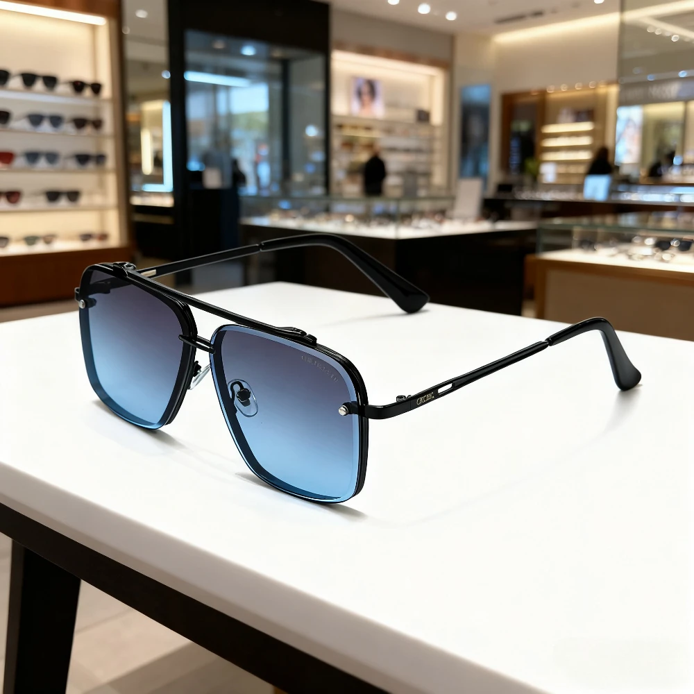 

New Fashion Metal Square Frame Sunglasses Men Cross Border Trendy Shooting Sunshades Versatile Best Seller