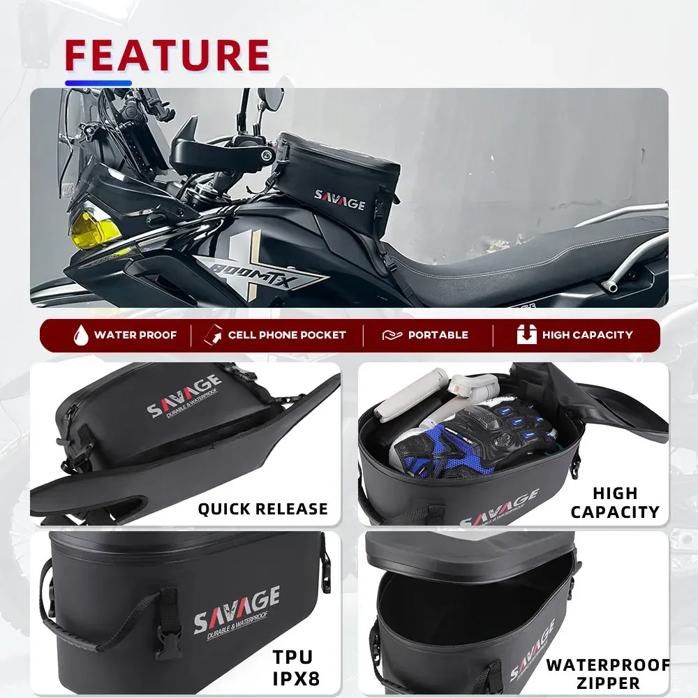 Motorcycle Quick Release 10L Tank Bag Luggage Storage Saddlebag