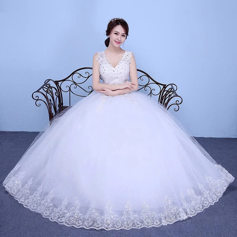 XXN-047#Wedding Dress 2024 New White Wedding Dress Bride's Korean Style Palace Style Wholesale Cheap Floor Length Ball Gown Part