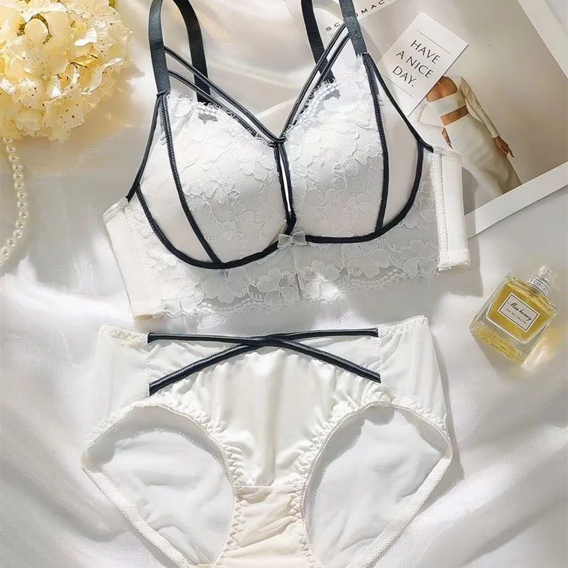

Sexy Lingerie Sets for Women Push Up Thickened Bras and Panty Set for Small Breasts 2 Piece Lace Babydoll Outfits Bralette Mujer