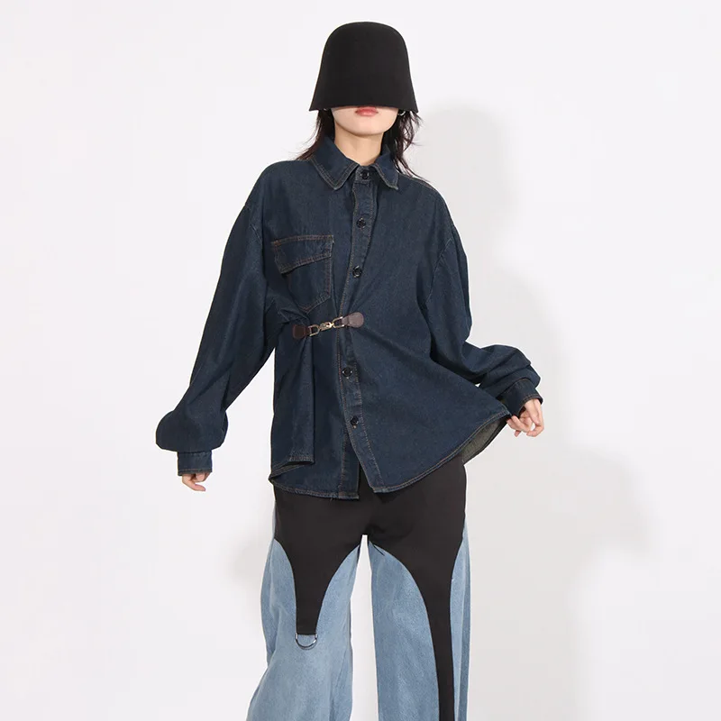 Manteau en denim amincissant à la taille pour femme, haut à manches longues, design de niche rétro, lavage au fouet, mode printemps et automne