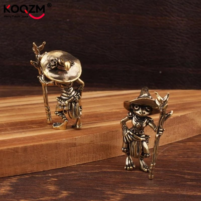 1 قطعة معدن خمر النحاس الضفدع معالج تمثال سطح المكتب زخرفة لطيف التماثيل المنمنمات المنزل والمكتب الديكور سيارة الحلي