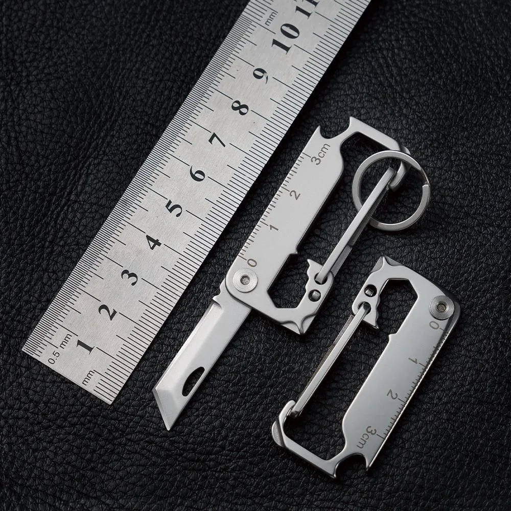 Stainless Steel Key Chain Knife Pocket MINI Folding Knife Lightweight Belt Pendant Multifunctional Screwdriver Car Key