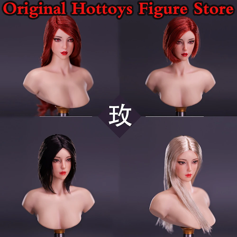 YMTOYS YMT084 1/6 Scale Soldier Head Sculpture Mei Asian Female Head Carving Fit 12-inches White Skin Action Figure Doll Body