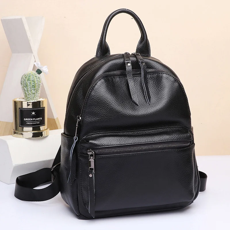 Brand Genuine Leather Backpack Women's 2024 Fashion Trend Ladies Casual Real Cowhide Female Travel Rucksack For Girls