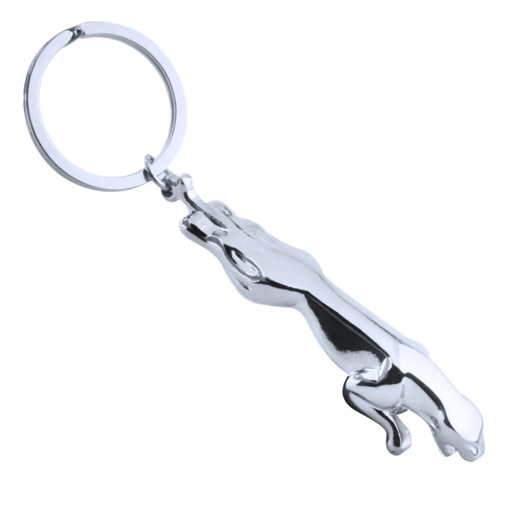 NEWEST Classic Silver Color Stainless Steel Leopard Keychain Jaguar Car Keyrings Fine Bag Key Chains Two Types Creative