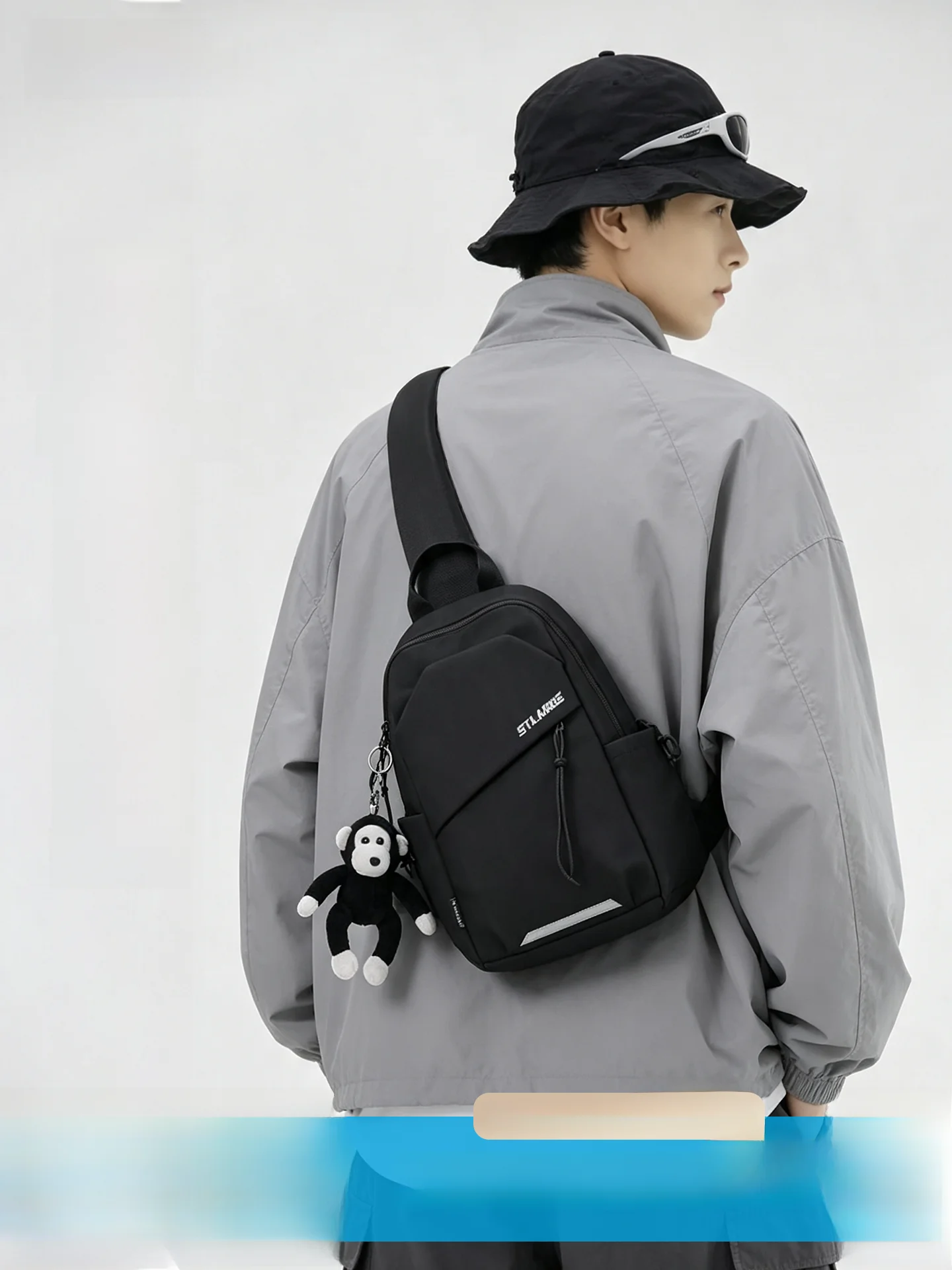 メンズファッションクロスボディチェストバッグアウトドア通勤サイクリングシングルショルダークロスボディバッグストリートスタイルナイロン小型サイズ