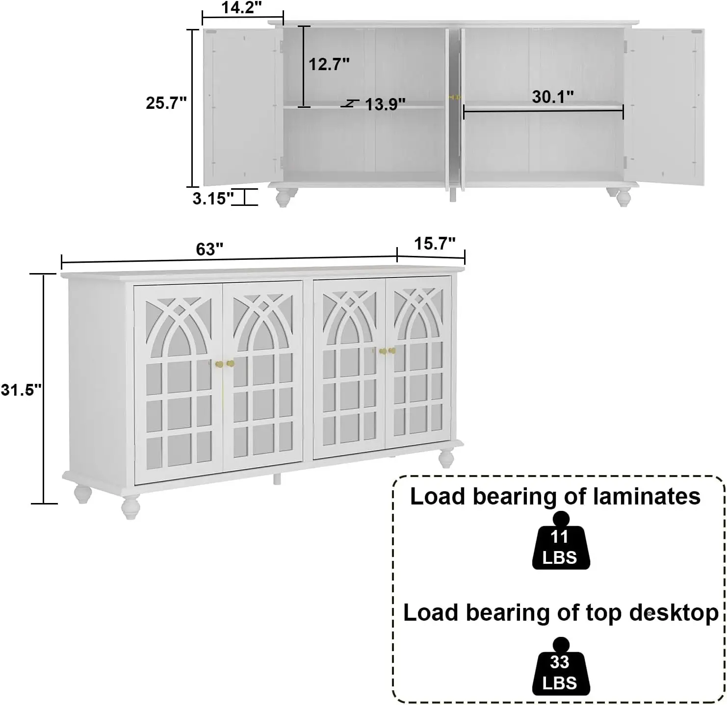 Aparador Buffet con 4 compartimentos de almacenamiento y 4 puertas de espejo talladas, consola de cocina, mesa, armario de almacenamiento, barra de café